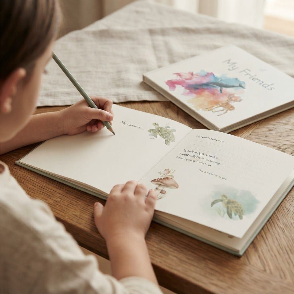 A child using the Animals edition of My Friends Book