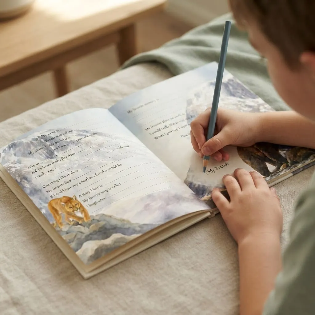 A child using the Forest edition of My Friends Book