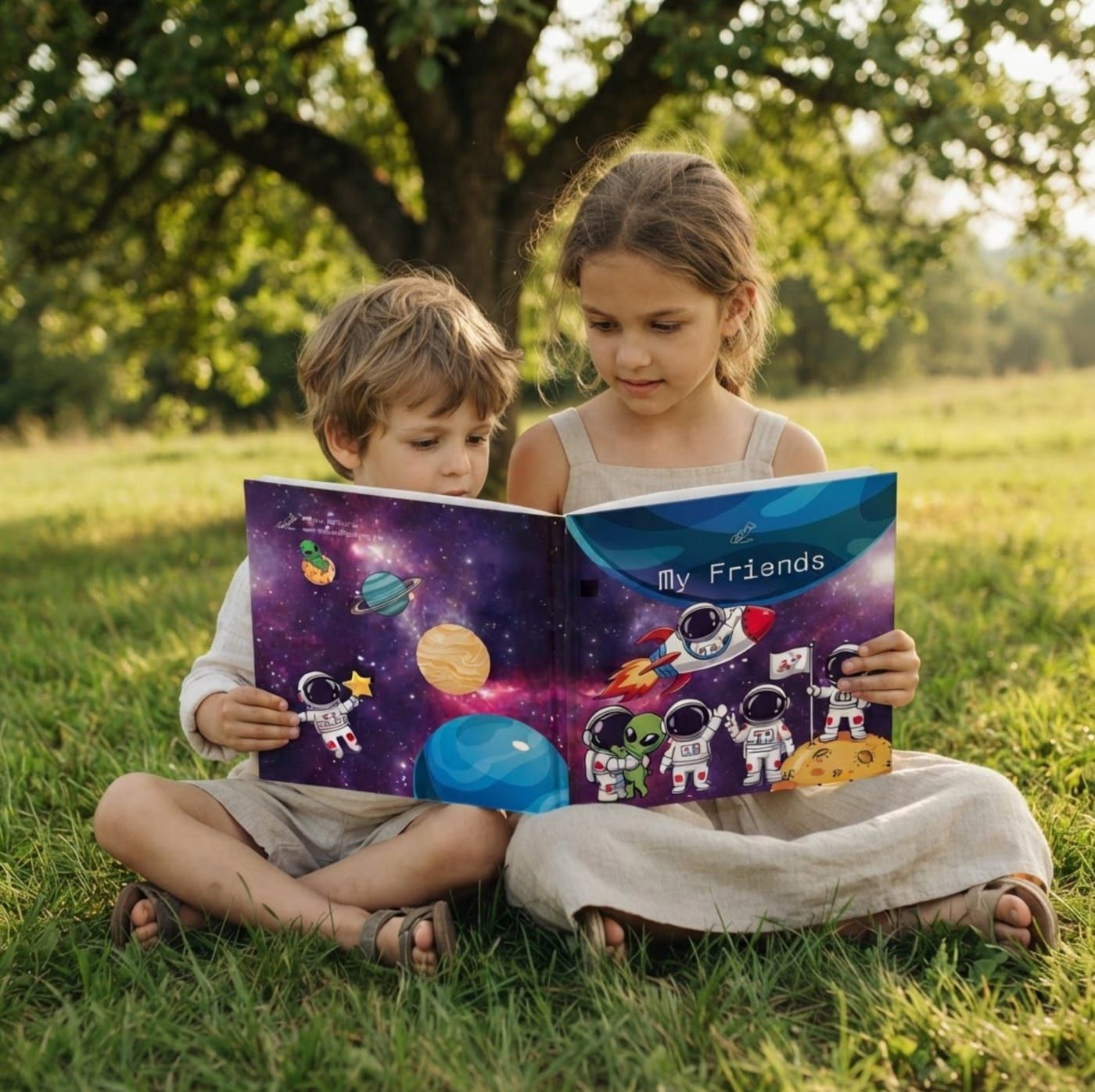 Children with the Space edition of My Friends Book