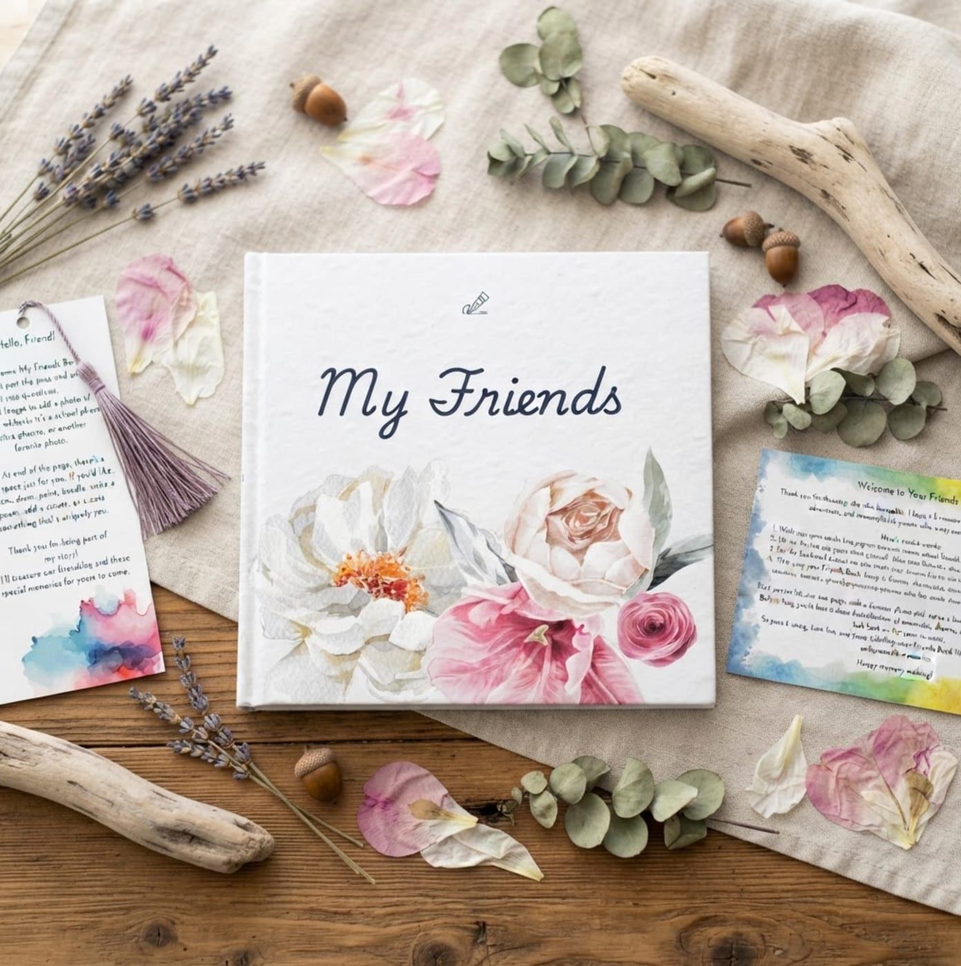 Illustrated bookmark from the Flowers edition of My Friends Book