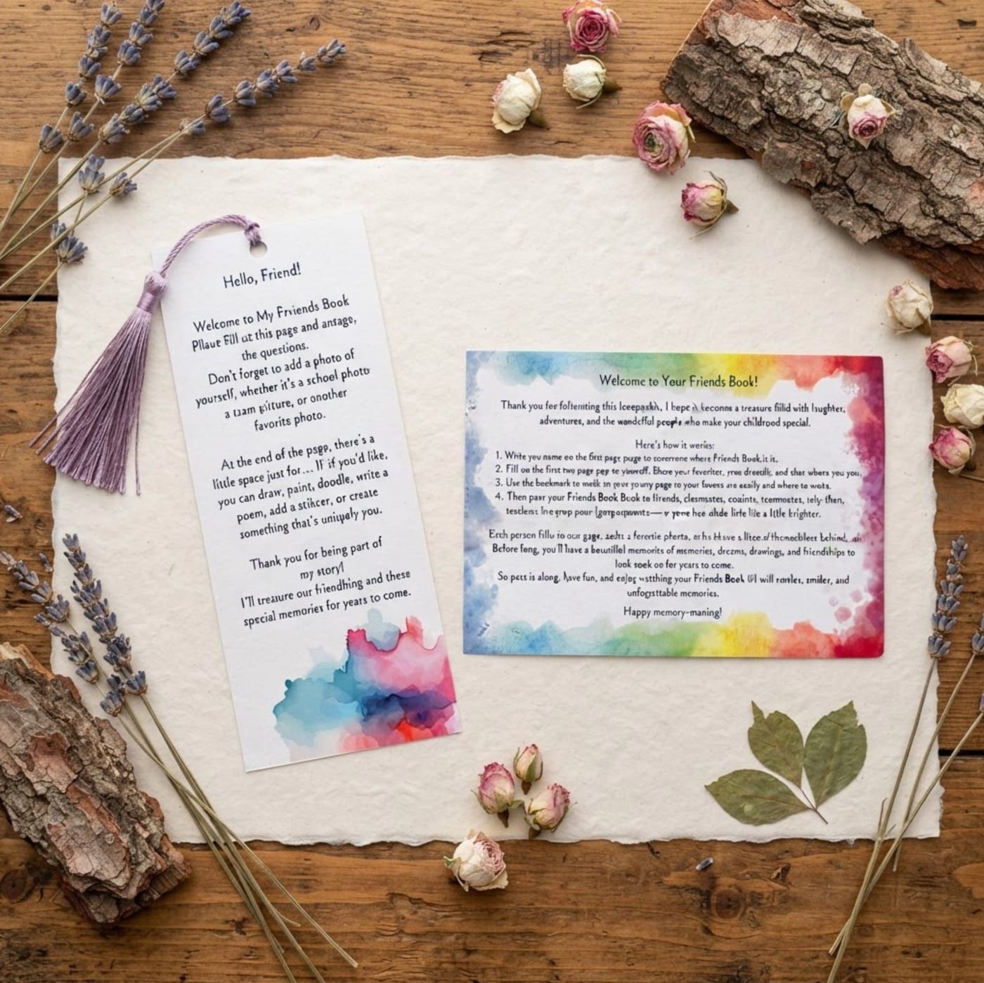 Illustrated bookmark from the Flowers edition of My Friends Book