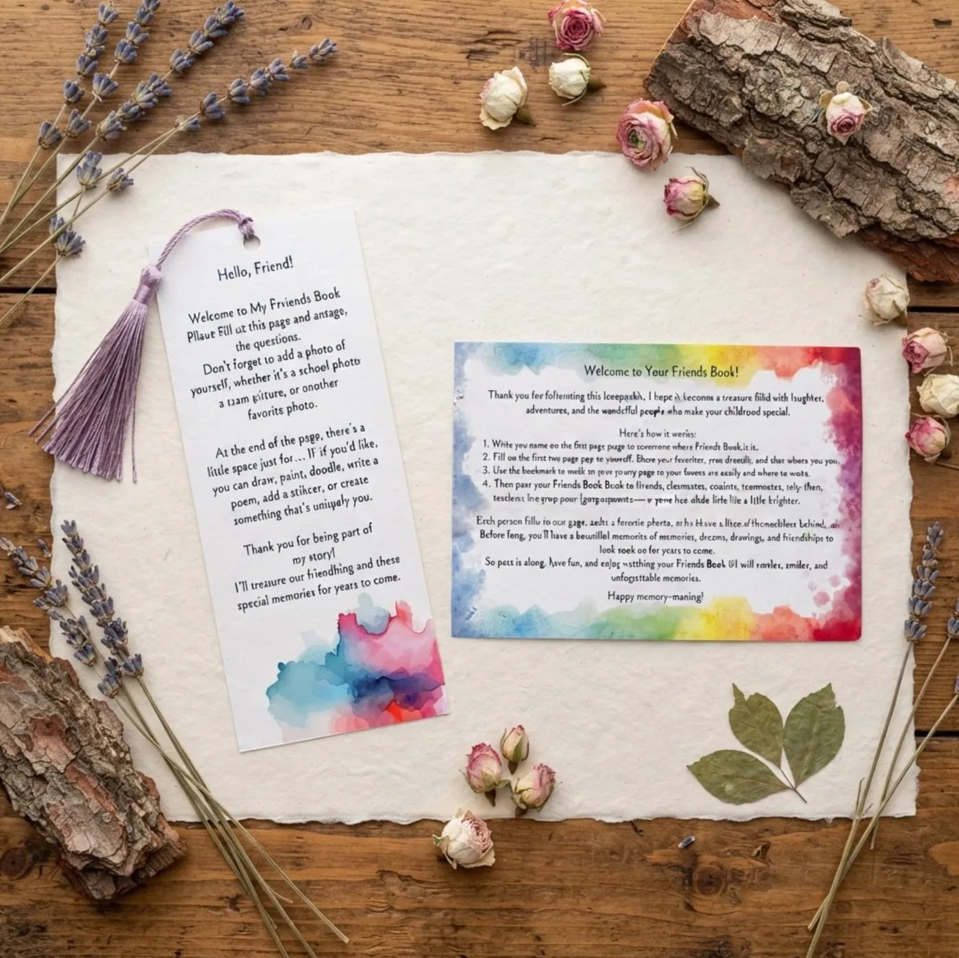 Illustrated bookmark from the Flowers edition of My Friends Book